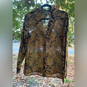 Black Gold Burnout Blouse